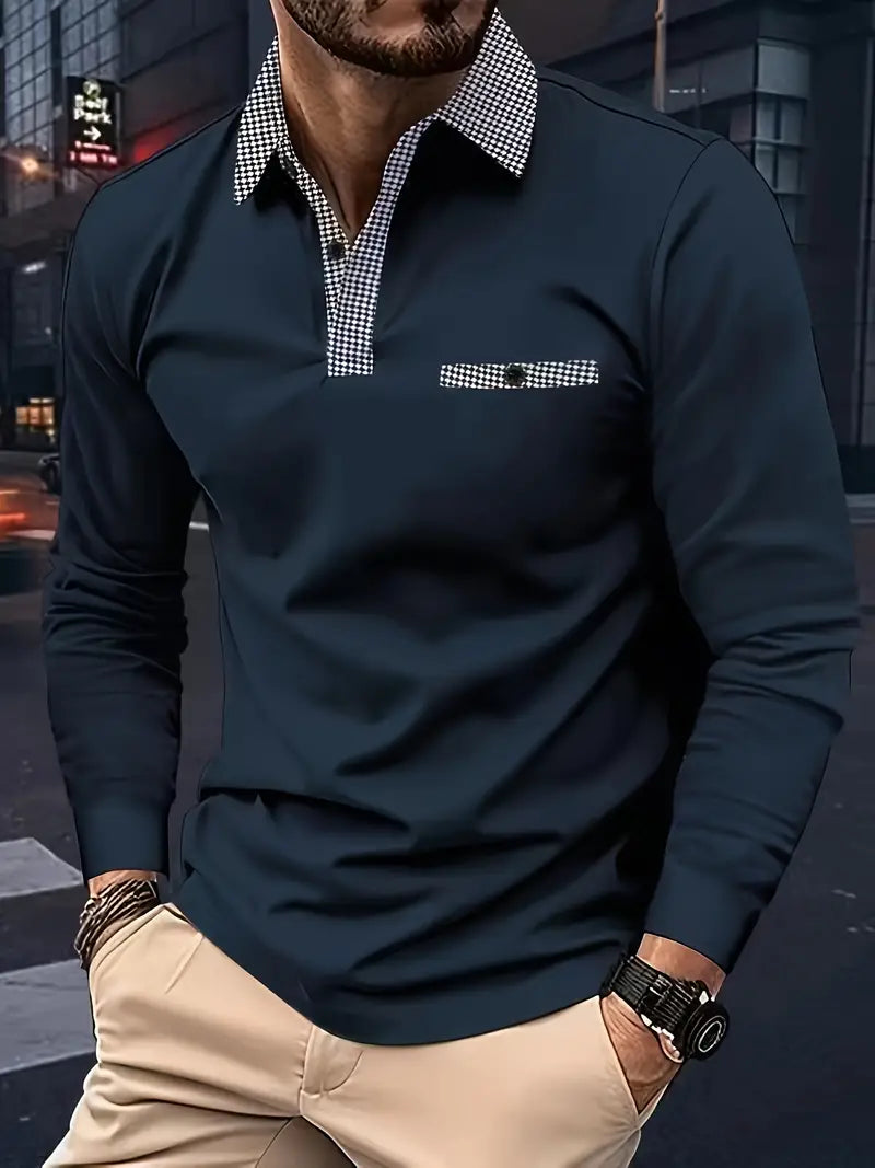 Nikolas - Langärmliges Polohemd mit Revers für Herren