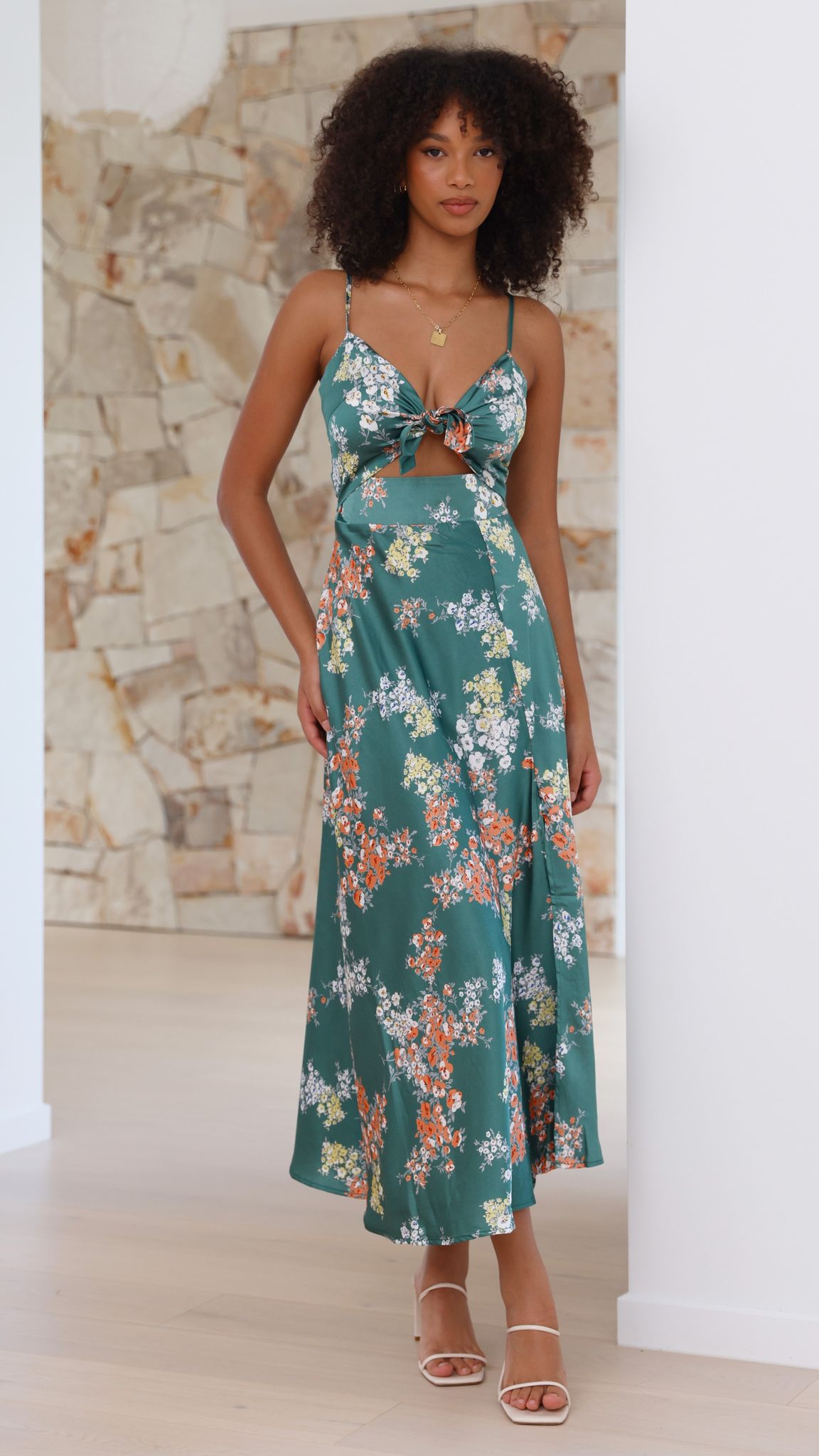 Marshall | Dreamers Midi-Kleid - Grüne Blumen