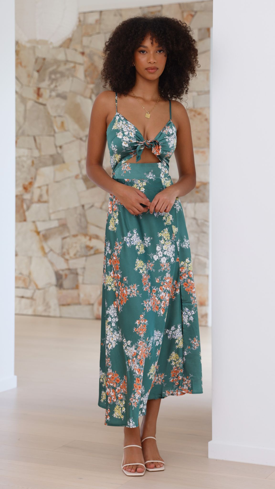Marshall | Dreamers Midi-Kleid - Grüne Blumen