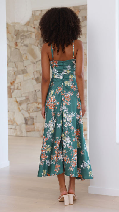 Marshall | Dreamers Midi-Kleid - Grüne Blumen
