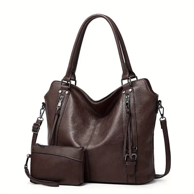 Stylische Retro-Tasche mit mehreren Fächern aus weichem Leder