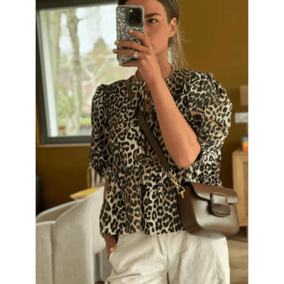 Damen Puffärmel Krawattenfront Bluse | Schößchen