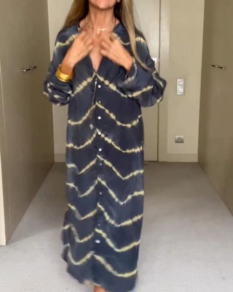 Clémence | Elegante Lange Boho-Streifenrobe