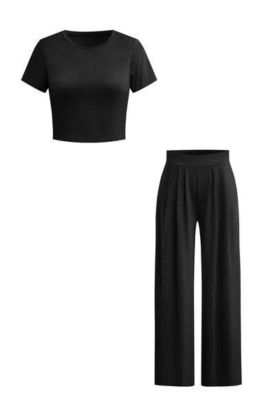Luna | Elegantes Zweiteiler-Set mit Crop-Top & Palazzo-Hose