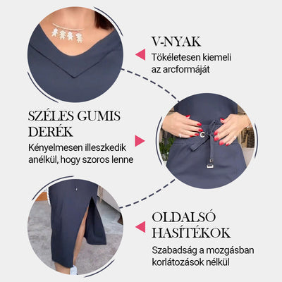 Pierce | Damen V-Ausschnitt T-Shirt und Midirock-Set👗