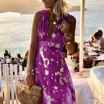 Albina - Glattes V-Ausschnitt-Kleid mit Paillettenverzierung