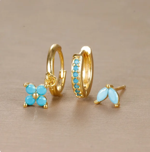 Poppy | Ohrringe Gold und Silber Set mit Bolzen und Reifen