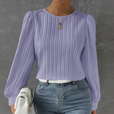 Damen Elegante Plissierte Bluse | Langarm