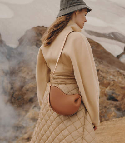 Tote Bag Damen Vegan – Große Schultertasche aus Kunstleder in Cognac