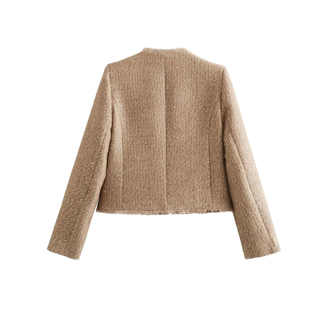 Damen Knopf Daunen Langarm Jacke | Kurz