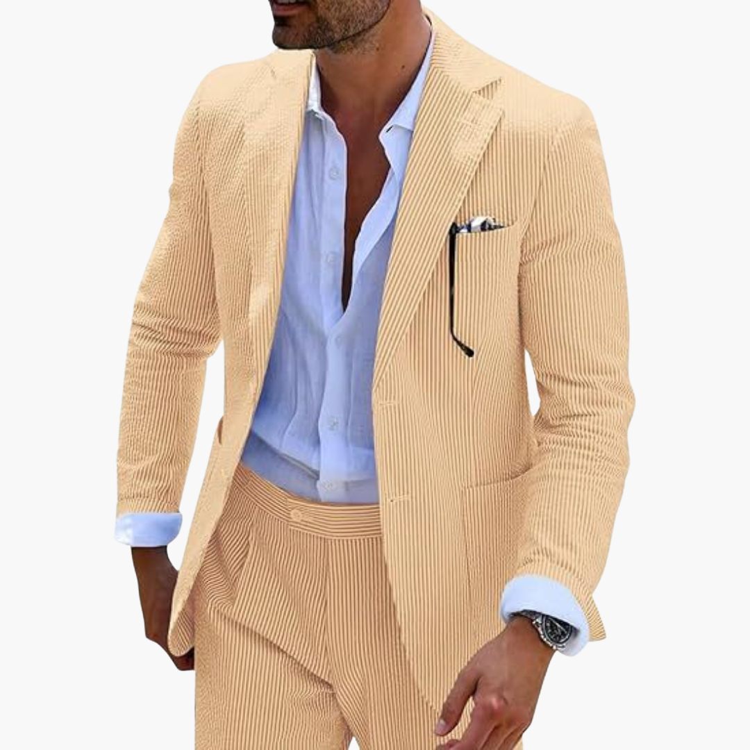 Herren Sommeranzug zweiteilig mit Nadelstreifen und Slim Fit