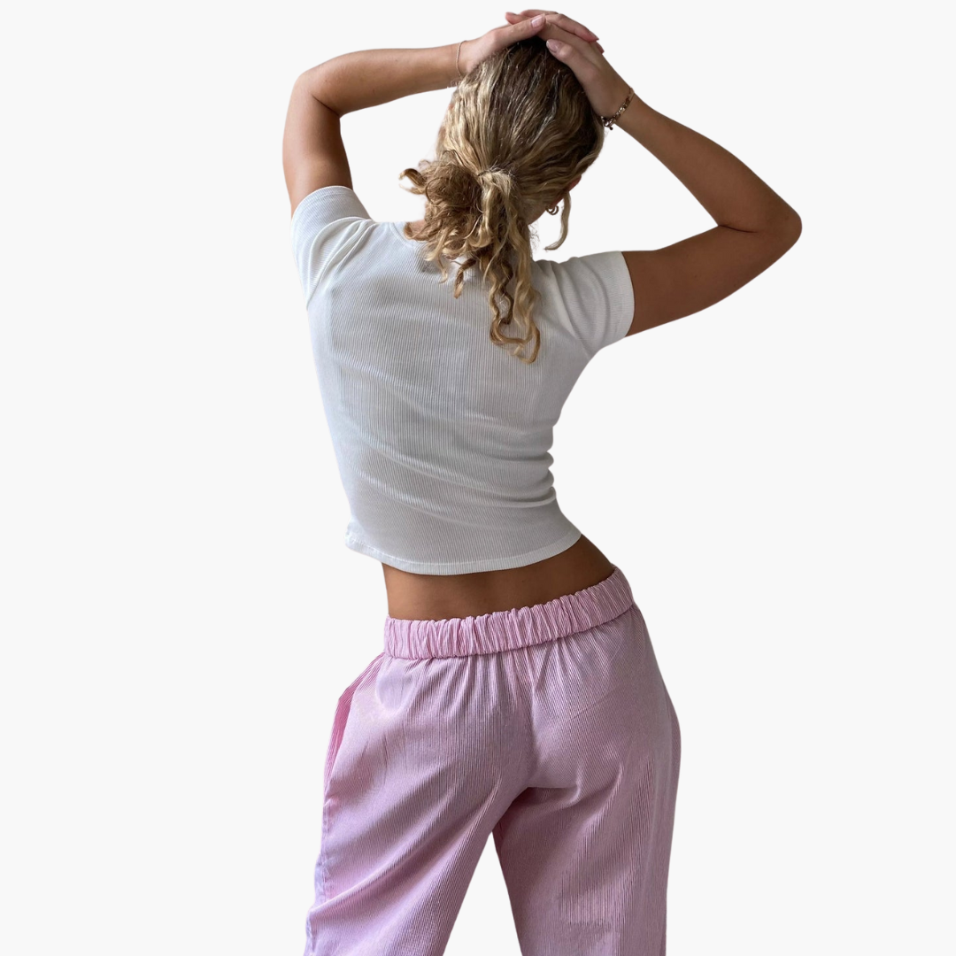 Damen Loungehose mit elastischem Bund und weitem Bein