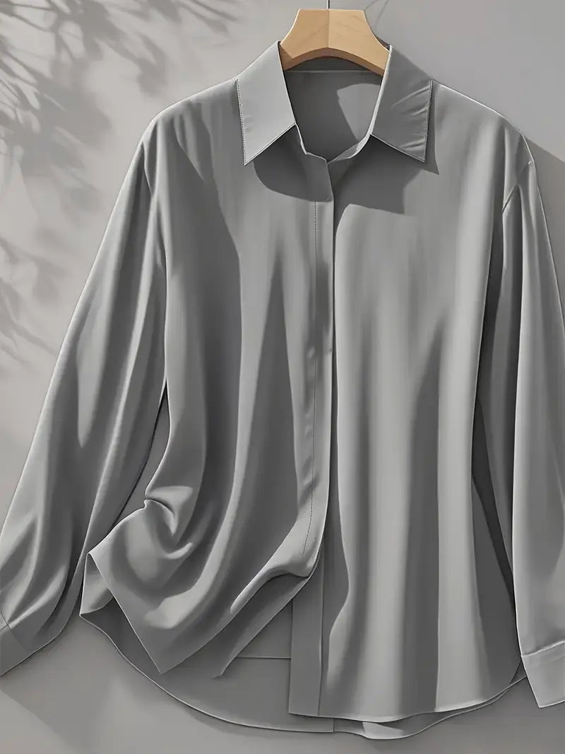 Amiliana - Elegantes Langärmeliges Hemd Mit Knopfleiste