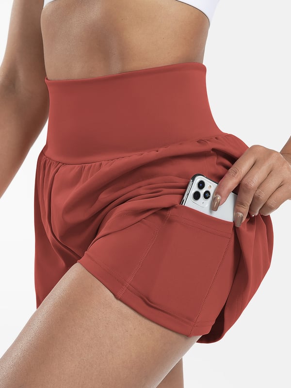 Phoebe |  2-in-1 Yoga-Shorts mit hoher Taille und Seitentaschen