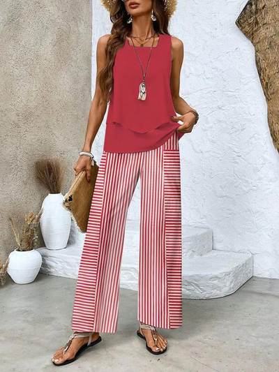 Ärmelloses Oberteil und Weite Hose für Damen