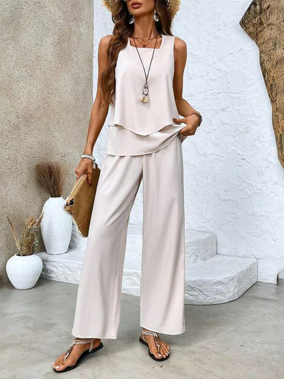 Ärmelloses Oberteil und Weite Hose für Damen
