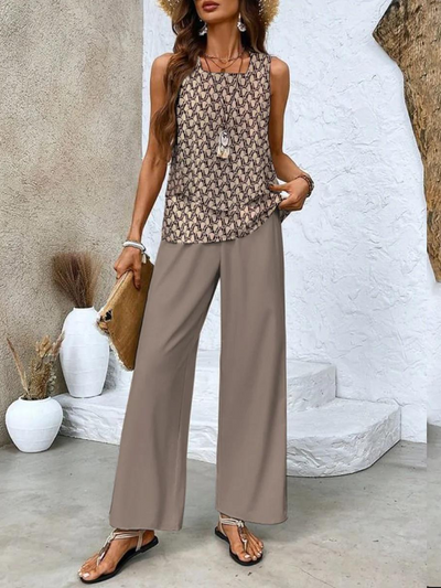 Ärmelloses Oberteil und Weite Hose für Damen