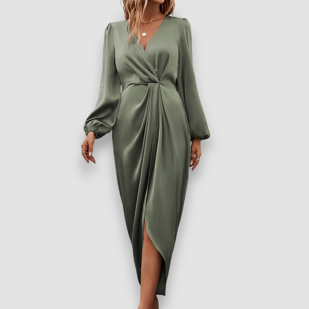 Madelina | Langärmeliges Kleid aus Satin