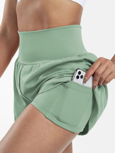 Phoebe |  2-in-1 Yoga-Shorts mit hoher Taille und Seitentaschen