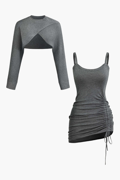 Anastasia | Zweiteiler-Set mit Cutout-Pullover & gerafftem Kleid