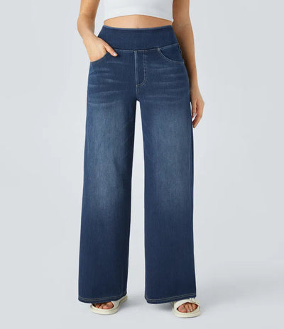 Lara - High-Waist Stretch Jeans mit weitem Bein