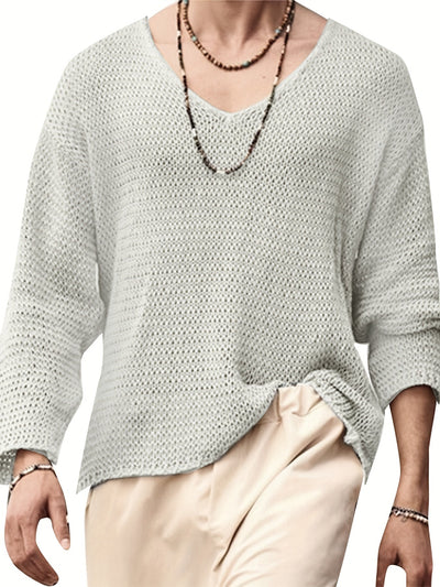 Gestricktes Herrenoberteil mit V-Ausschnitt und langen Ärmeln – Eliott