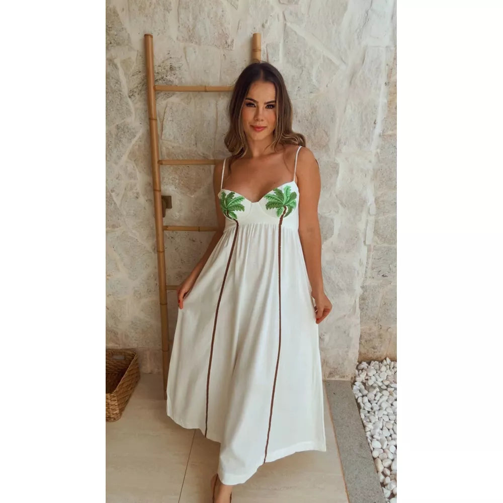 Elvie - Schickes, bedrucktes Maxikleid mit Trägern