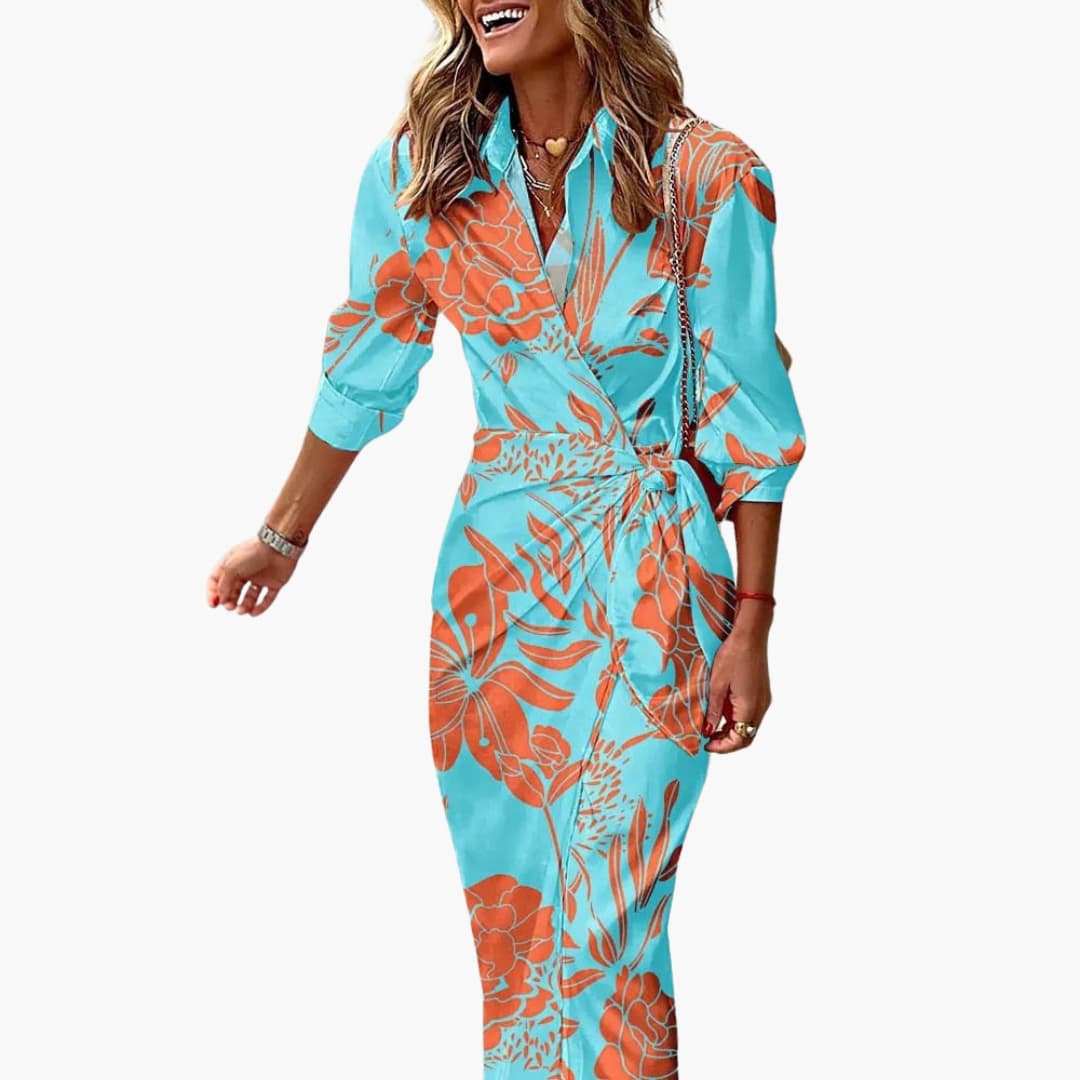 Gestreiftes Hemdblusenkleid – Damen Maxikleid aus Baumwolle