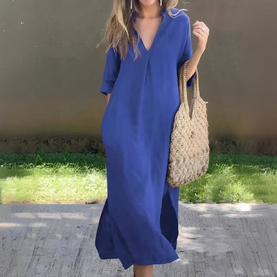Leeann - Sommerliches Maxikleid mit luftigem V-Ausschnitt