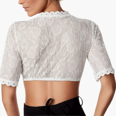 Spitzen V-Ausschnitt Dirndl bluse für Damen - Oktoberfest 2025