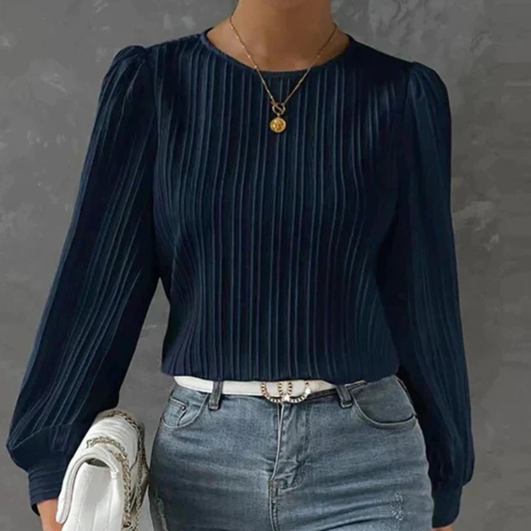 Damen Elegante Plissierte Bluse | Langarm
