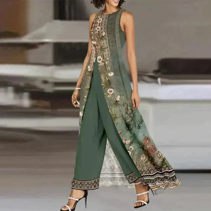 Felicity - Zweiteiler grün Rundhalsausschnitt