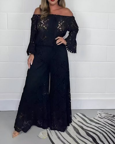 Schulterfreies Spitzenkleid mit weitem Schnitt – Boho-Chic trifft Eleganz