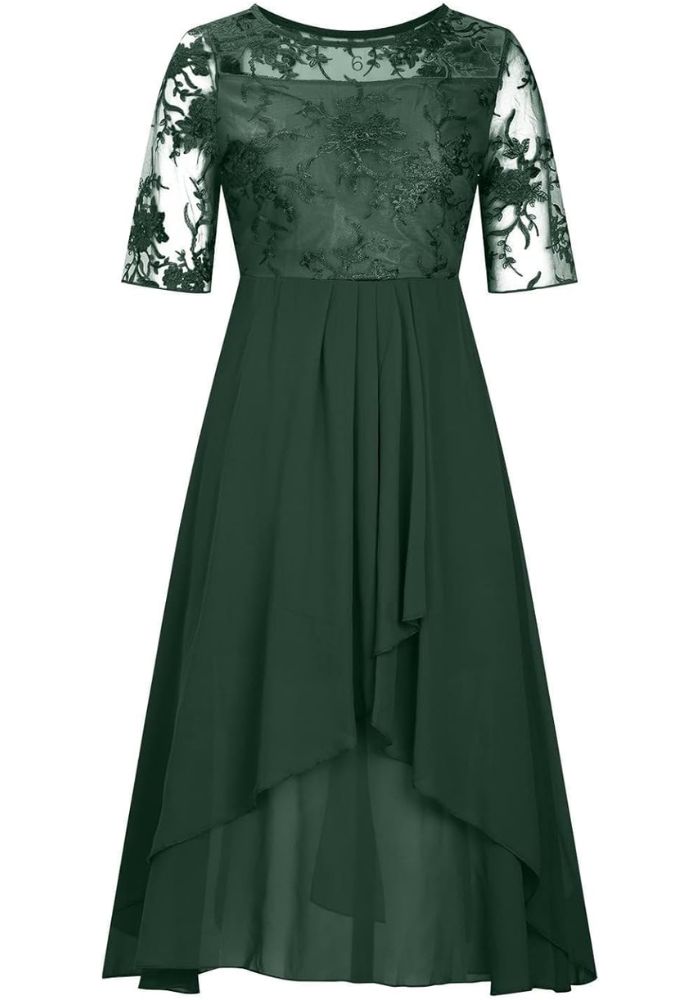 Damen 3/4 Ärmel Rundhalsausschnitt Kleid | Mini