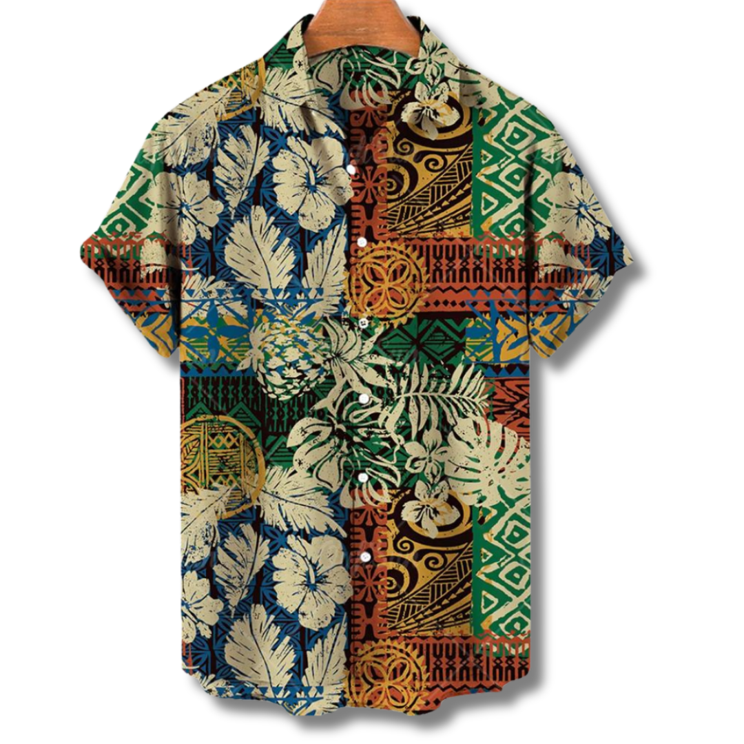 Michael | Hawaiianisches Kurzarmhemd mit floralem Allover-Print