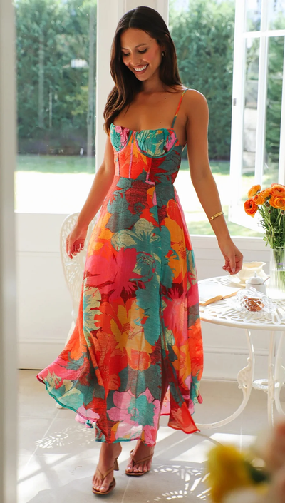 Toby | Elegantes Sommerkleid mit Blumenmuster und Trägern