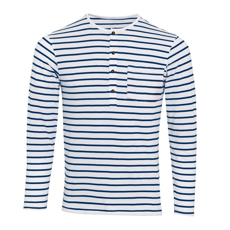Gestreiftes Henley-Shirt mit langen Ärmeln – Ewan