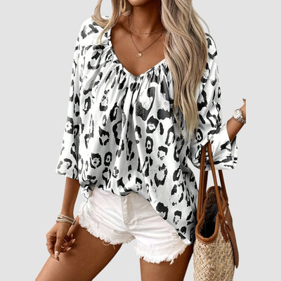Eline | Leopard V-Ausschnitt Bluse