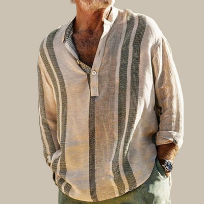 Jasper | Gestreiftes Hemd in Leinenoptik mit langen Ärmeln
