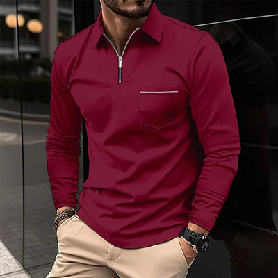 Nikolas - Langärmliges Polohemd mit Revers für Herren