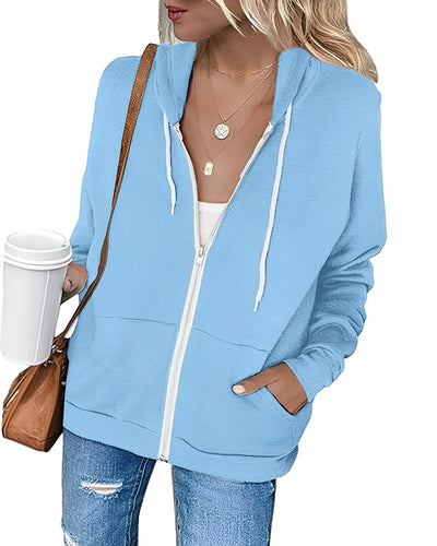 Azura - Leichter Kapuzenpullover mit Reißverschluss und Taschen