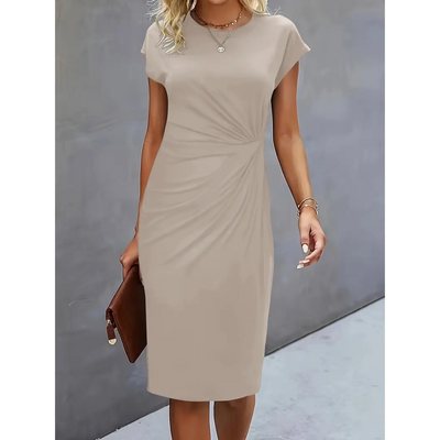 Damen Elegante Gerafftes Bodycon Kleid | Kurze Ärmel