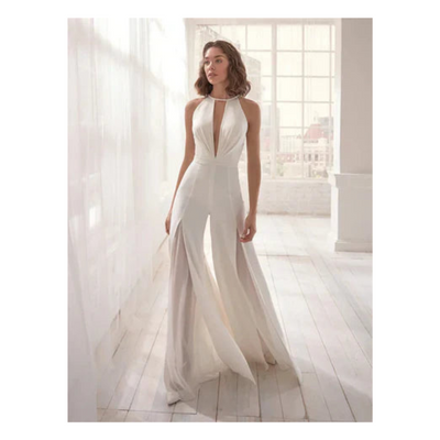 Adele | Damen Hochzeit Eleganter Jumpsuit | Weiß