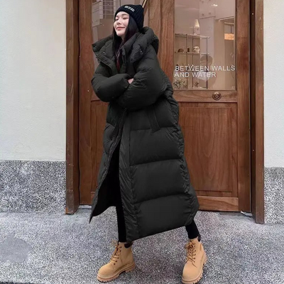 Damen Lange Winter Puffer Daunen Jacke | Kapuze
