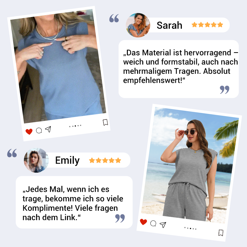 August |  Lässiger Zweiteiler für Damen: Ärmelloses Top & weite Hose