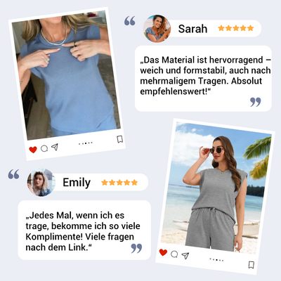 August |  Lässiger Zweiteiler für Damen: Ärmelloses Top & weite Hose