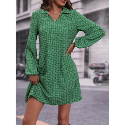 Hazel | Langärmeliges bedrucktes Kleid