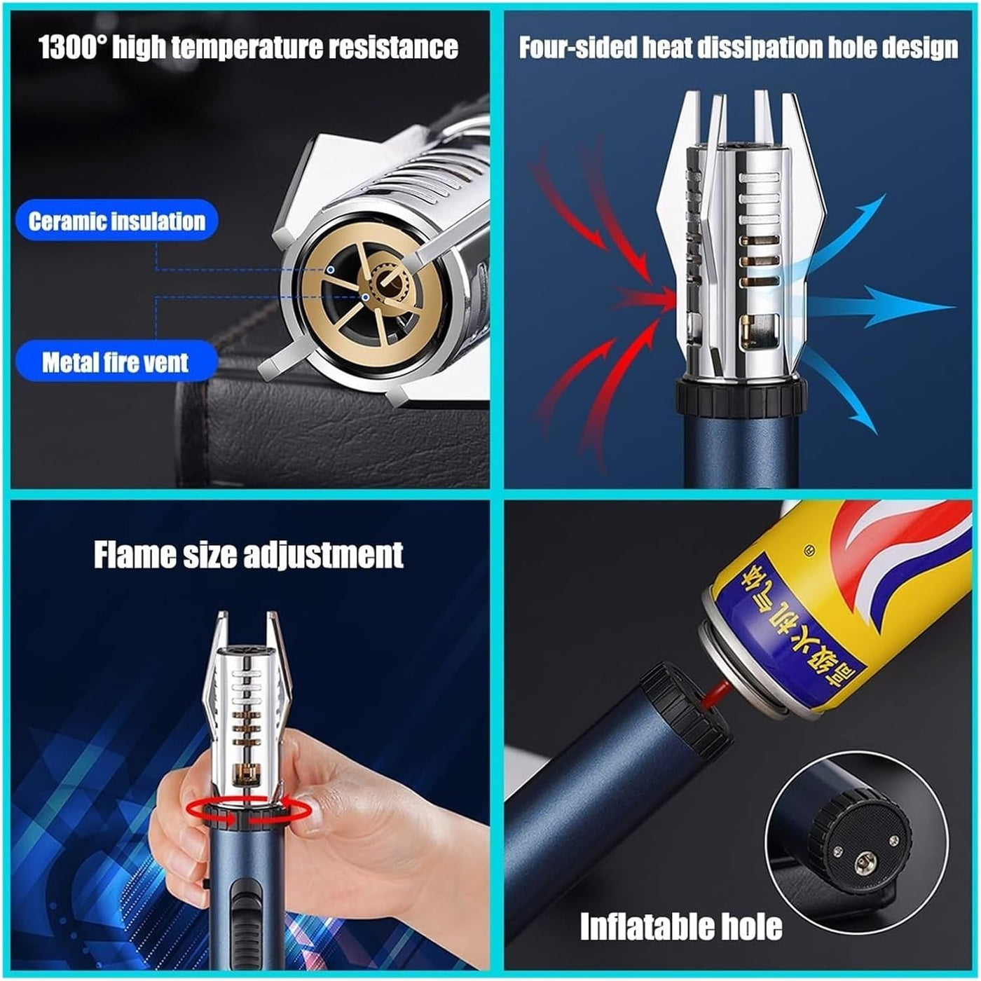 TurboFlamme™ Sturmfeuerzeug | Winddicht & Einstellbare Flamme | Outdoor & Grillanzünder