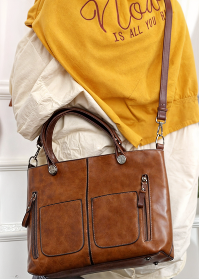 Vegane Handtasche Damen – Mittelgroße Schultertasche mit Henkeln