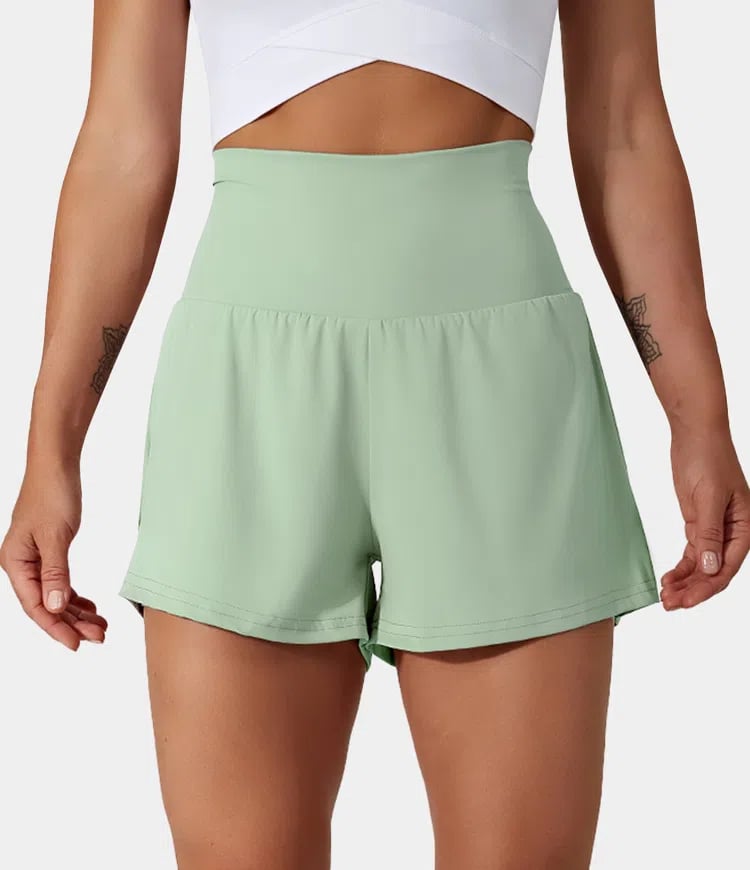 Phoebe |  2-in-1 Yoga-Shorts mit hoher Taille und Seitentaschen